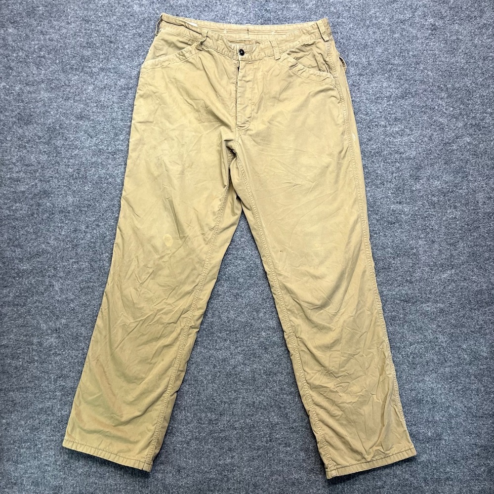 Vintage Stone Island Chino Pants Mens Beige Straight Button Fly Workwear - 34X31